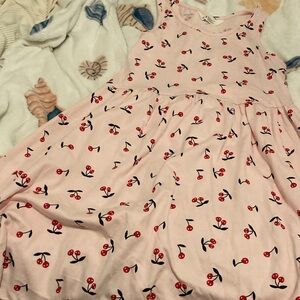 Cherry Print Pink Kids Casual Dress